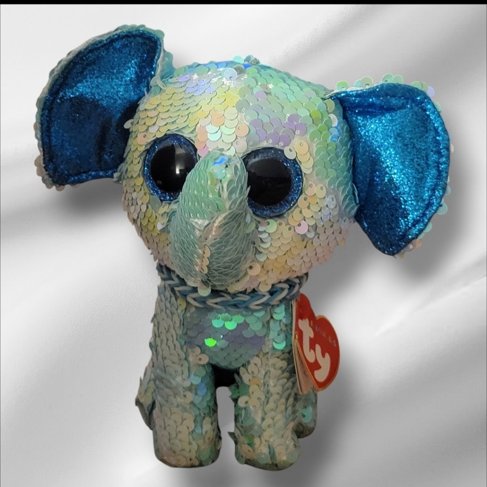Ty Beanie Boo Flippable Stuart The Elephant With Reversible Sequins Bling 7" - Picture 3 of 11